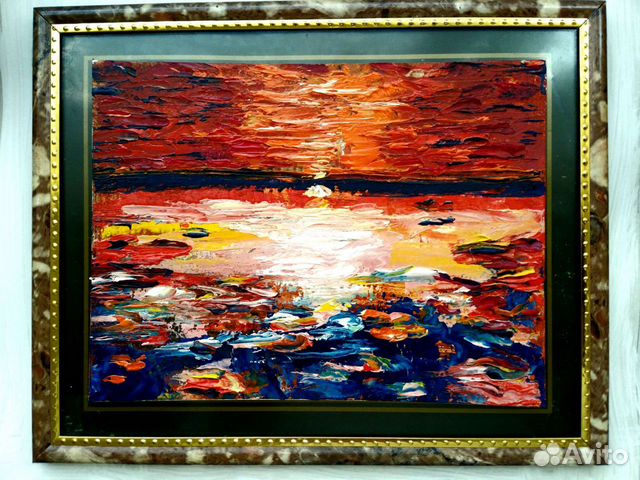 Картина маслом на картоне, морской пейзаж