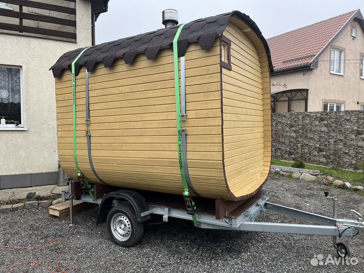 Баня бочка на прицепе