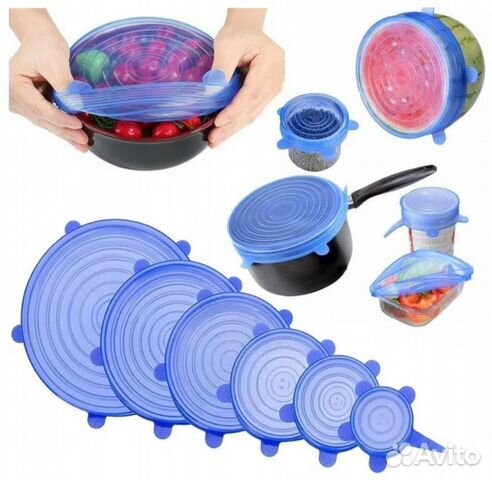 Силиконовые натяжные крышки для посуды