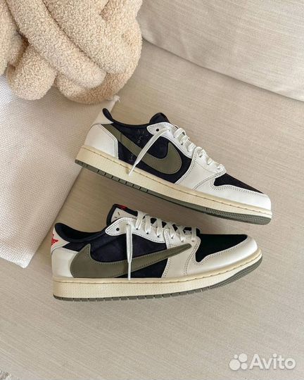 Кроссовки Nike air jordan 1 travis scott olive