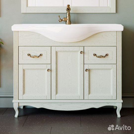 Тумба с раковиной ValenHouse Эллина 105 слоновая к