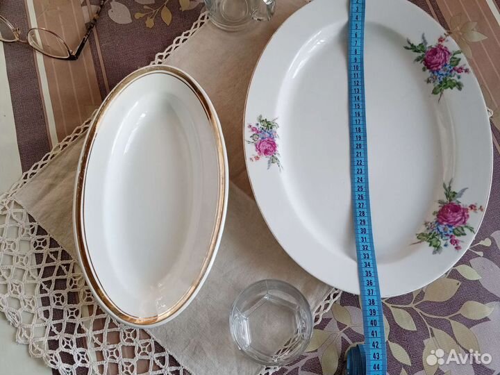 Блюдо овальное большое и селедница из СССР