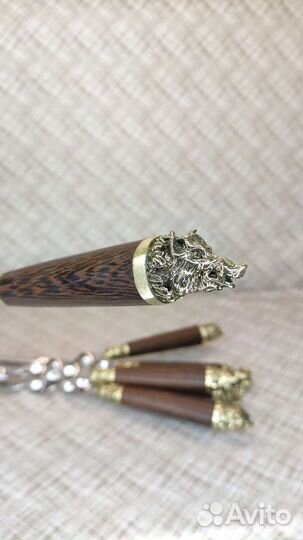 Шампуры в чехле, деревянные ручки 