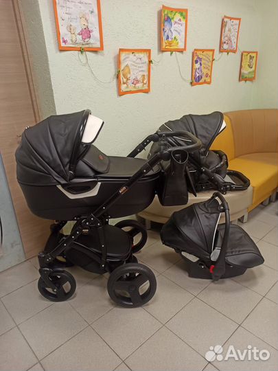 Премиум коляска Agio Kinderwagen 3 в 1. Экокожа