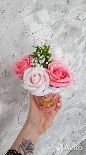 Стаканчик с мыльными розами 5 шт