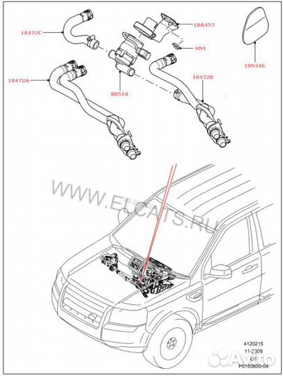 Патрубки охлаждения термостат Freelander 2