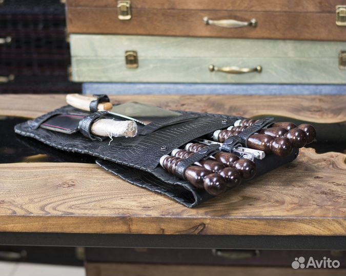 Шашлычный набор в кожаном колчане Подарочный (№3)