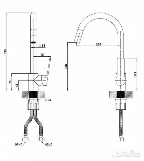 Смеситель для кухни esko sb 519 Черный