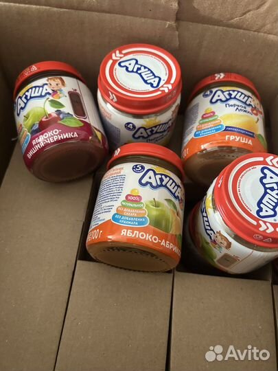 Детское питание фруктовые пюре агуша