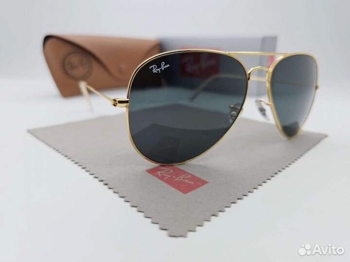 Очки Ray Ban Aviator Gold Black Стекло