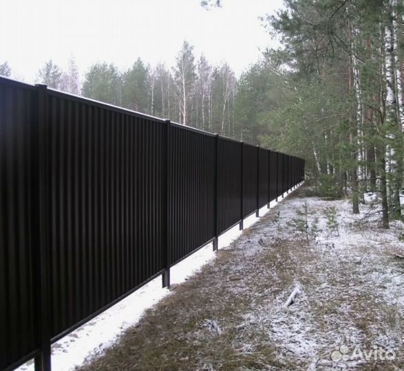 Забор из профлиста Ral 9005 черный