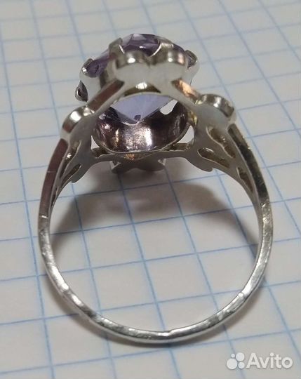 Серебряное кольцо аметист звезда 875 пр гост СССР