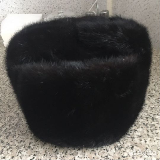 Норковая шапка мужская черная