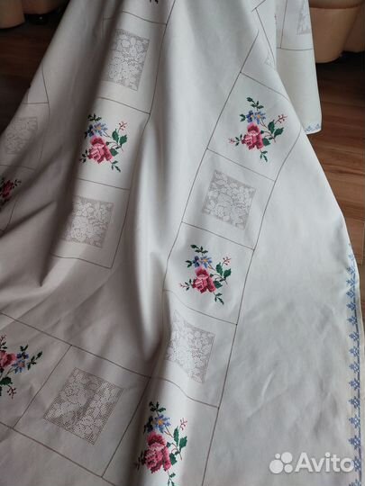 Скатерть вышивка немецкая роза