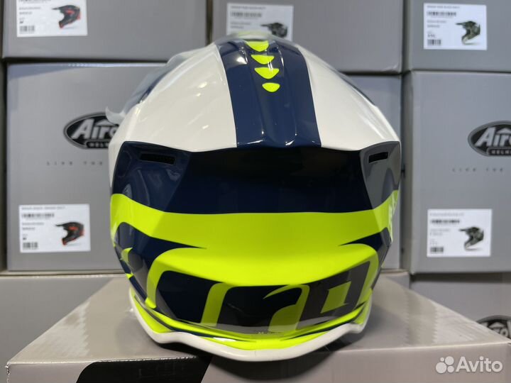 Кроссовый шлем Airoh wraap raze blue gloss