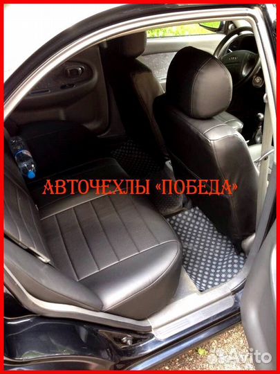 Чехлы Kia Spectra из экокожи чёрные Классика