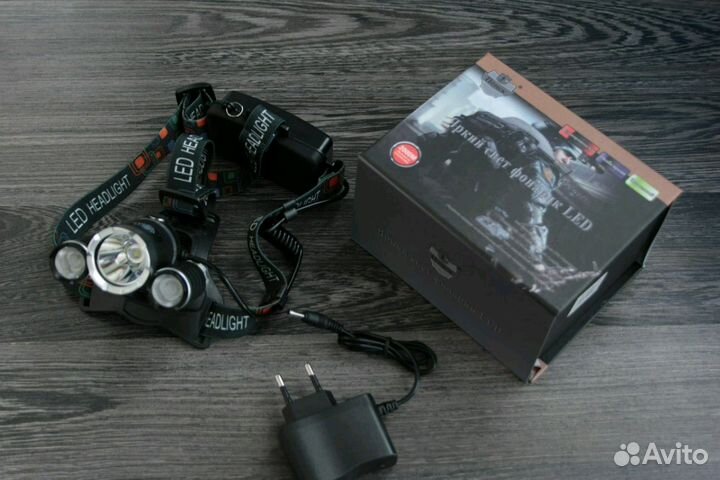 Сверхмощный налобный LED фонарь с аккумуляторами