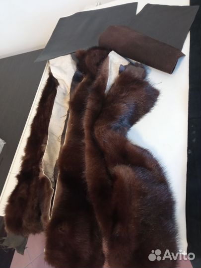 Натуральная кожа замша мех норки куски
