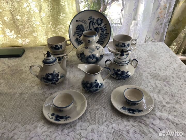 Набор посуды Гжель ручной работы