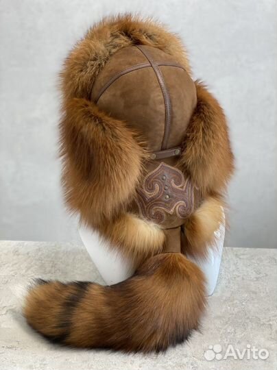 Шапка Малахай с хвостом из лисы