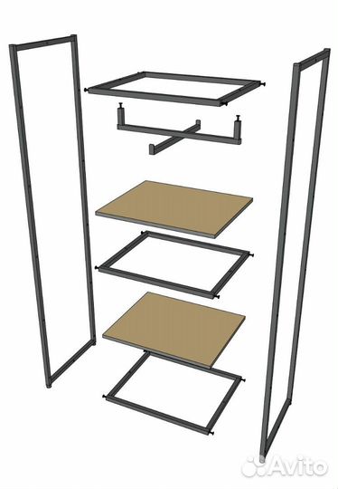 Стеллаж для одежды в стиле Лофт A1760-08-чч