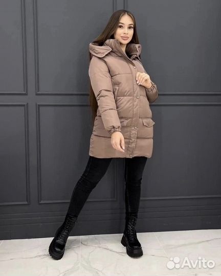 Пуховик зимний в трех цветах 38-52 р