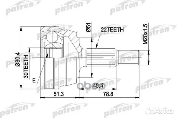 Шрус наружн к-кт 22x50x30 VW: golf I 74-84, GOL