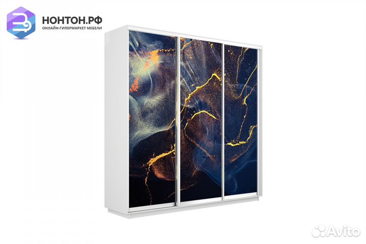 Шкаф-купе 3-х дверный Нонтон фото №1016 / белый сн