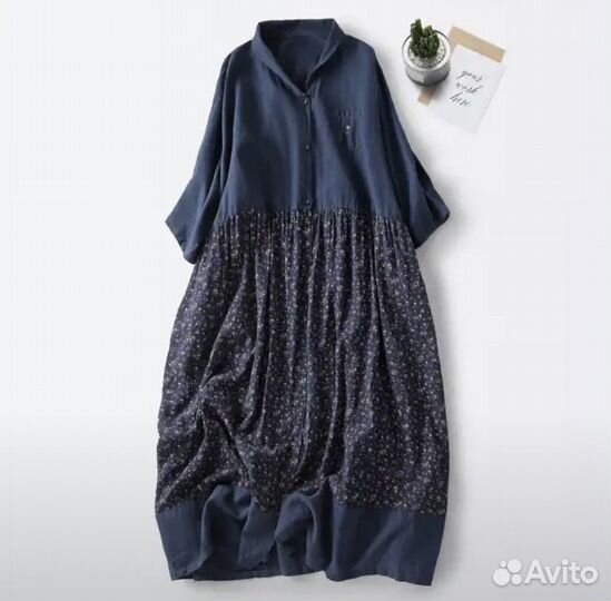 Платье-рубашка в стиле пэчворк