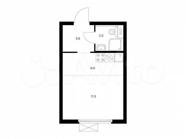 Квартира-студия, 23,6 м², 12/17 эт.