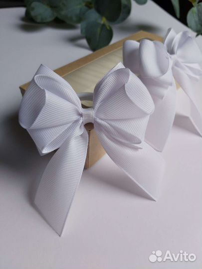 Банты для волос белые школьные