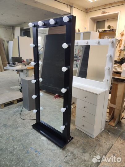 Гримерное зеркало с лампочками