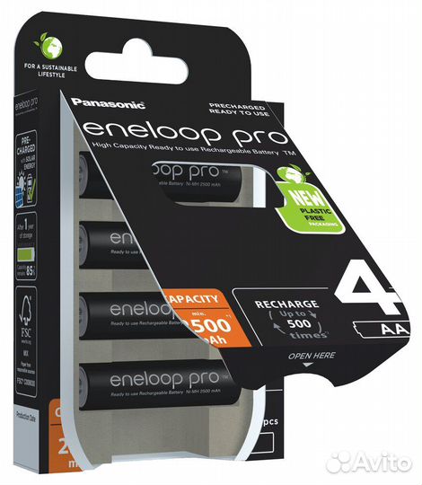 Аккумуляторы Panasonic Eneloop AA PRO 2500 мАч 4шт