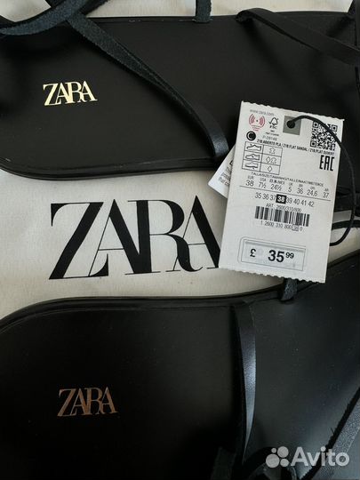 Кожаные сандалии Zara, в наличии, размер 38