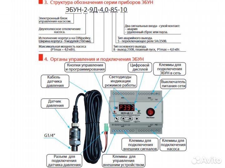 Блок управления насосом Акваконтроль эбун-6Д-1.5-6