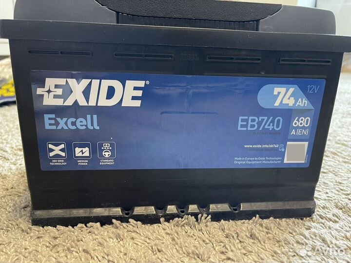 Аккумулятор exide автомобильный новый 74 ah