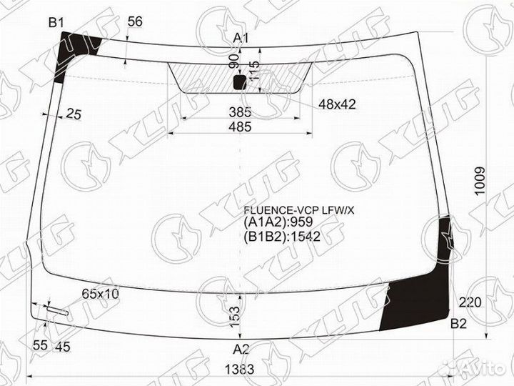 Стекло лобовое + дд renault fluence 10-17