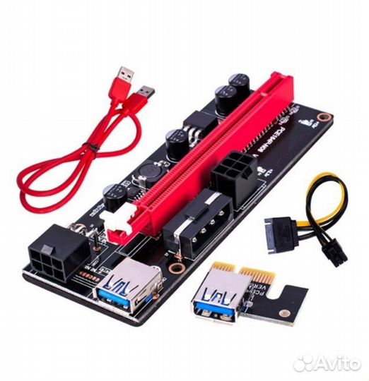 Рейзер для видеокарты / PCI-E 6-pin/USB 3.0 Type-A