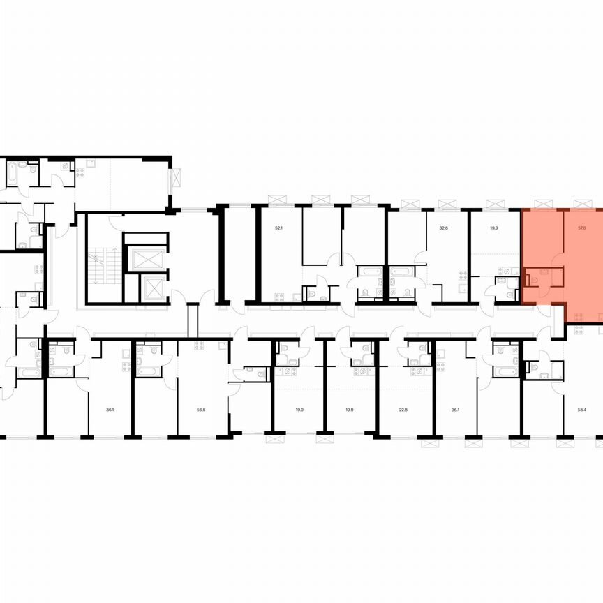 2-к. квартира, 57,6 м², 8/11 эт.