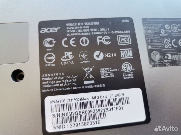 Ноутбук acer m5-581 m5-581tg q5lj1 полный разбор