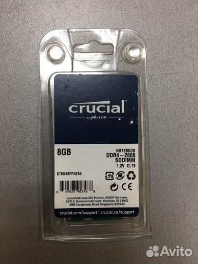 Модуль памяти DDR4 8Гб Crucial для ноутбука