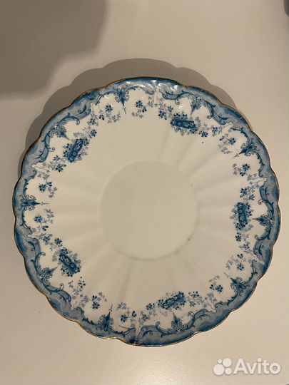 Тарелка и чайная пара, английский костяной фарфор