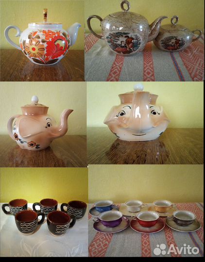 Кофейные чашки, чайник заварной, сахарница