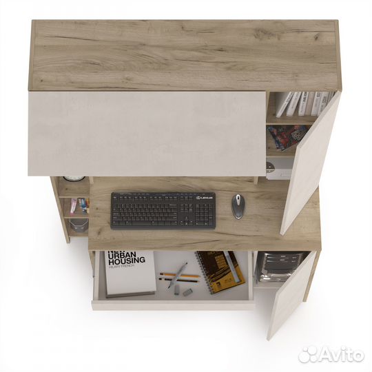 Стол компьютерный Комфорт 12.71 цвет дуб крафт сер