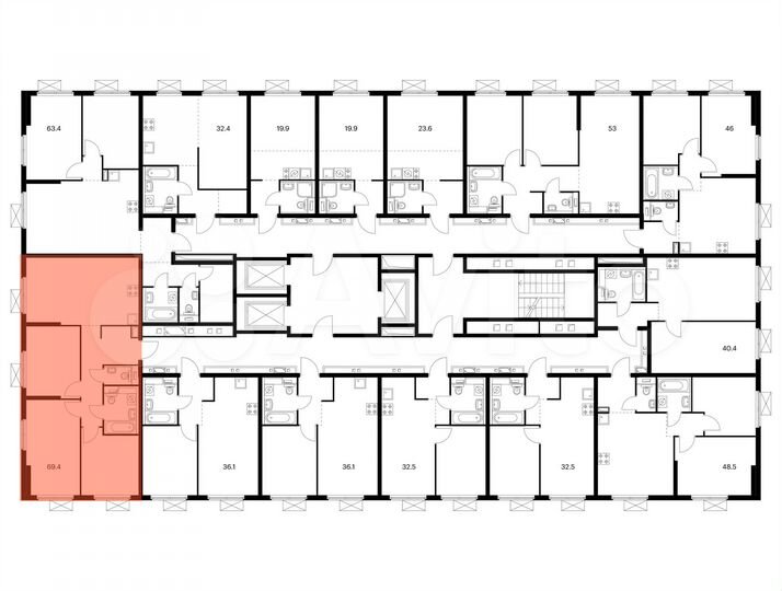 3-к. квартира, 69,4 м², 9/25 эт.