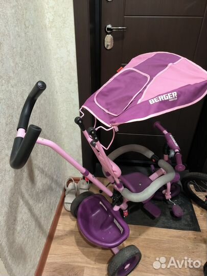 Детский трёхколёсный велосипед коляска с ручкой