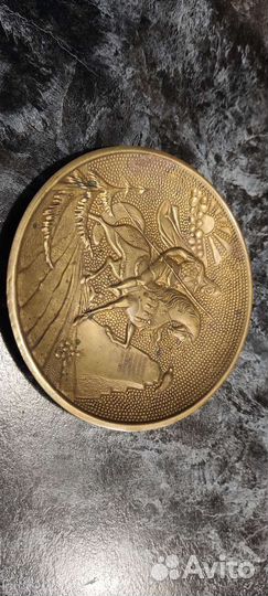 Чеканка. Тарелка с изображением богатыря,ссср