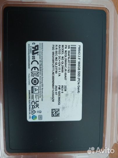 Серверные SSD накопители Samsung PM9A3