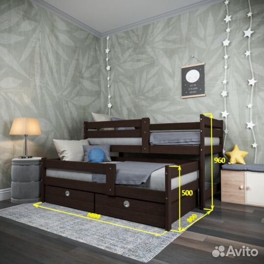 Двухъярусная кровать для детей от 3х лет