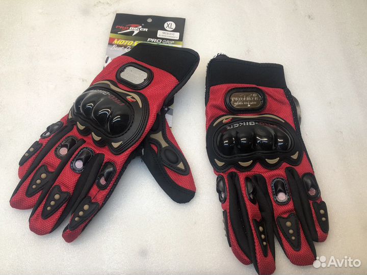 Мото перчатки размер XL красные